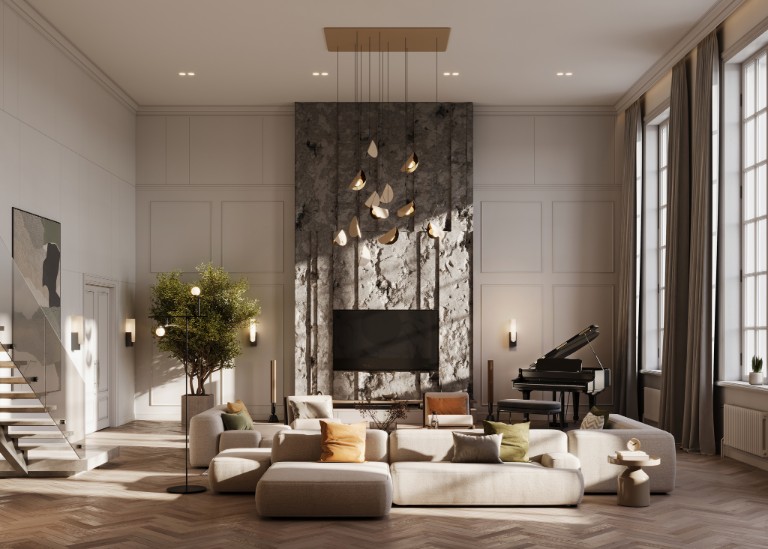 3d renders of stylish living room